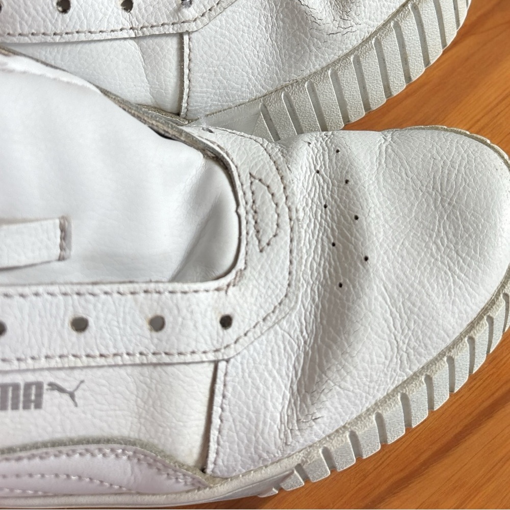 Women’s Puma Carina White Leather Sneakers Size 10 - Picture 10 of 11